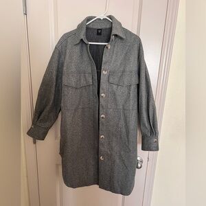 Gray Button-Up Long Jacket